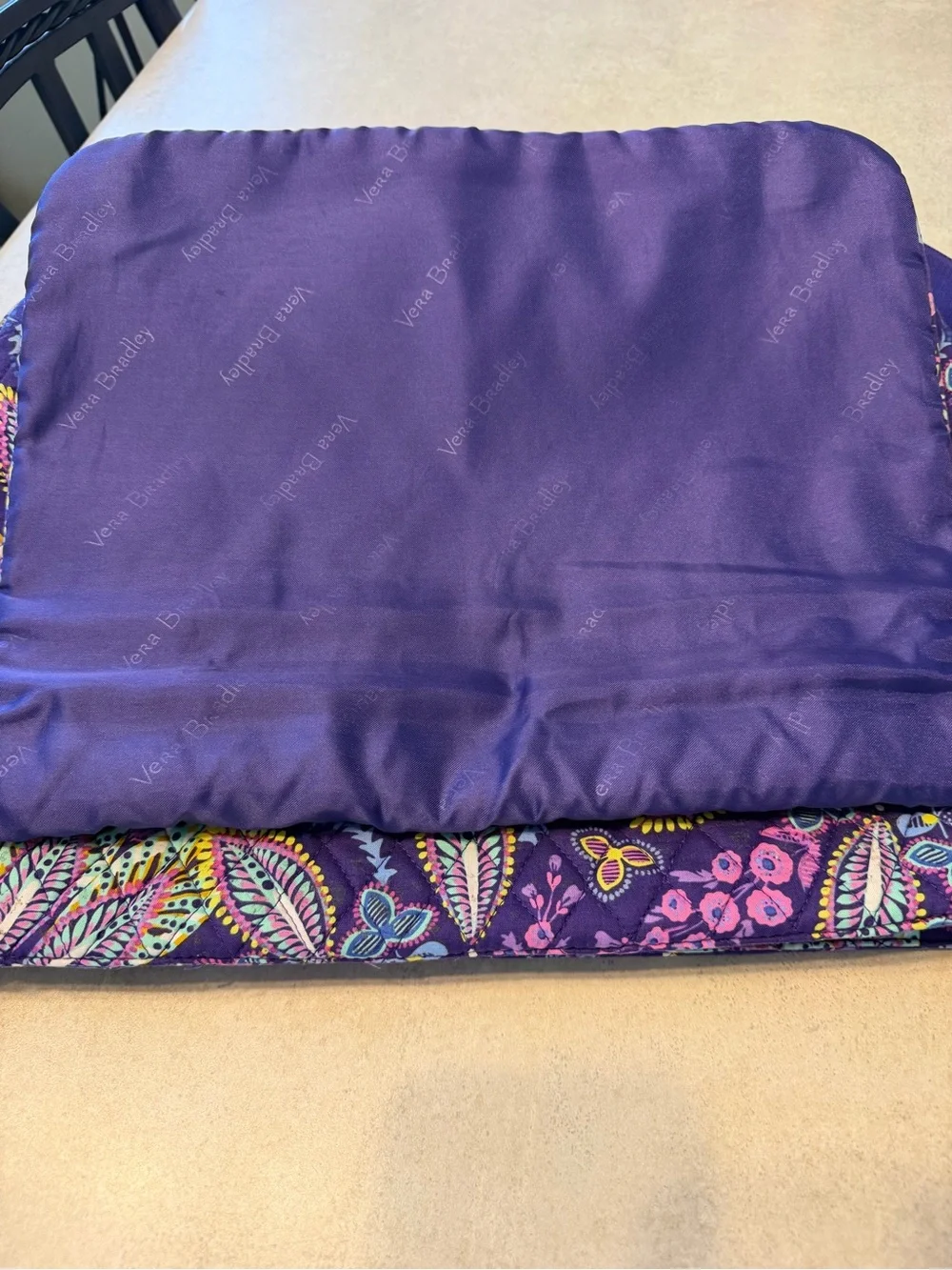 Vera Bradley Purple Quilted Floral Crossbody laptop bag with Multicolor Paisley